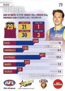 2019 Select Footy Stars #29 Alex Witherden Back